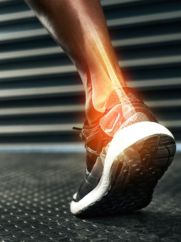 Man's ankle during a workout