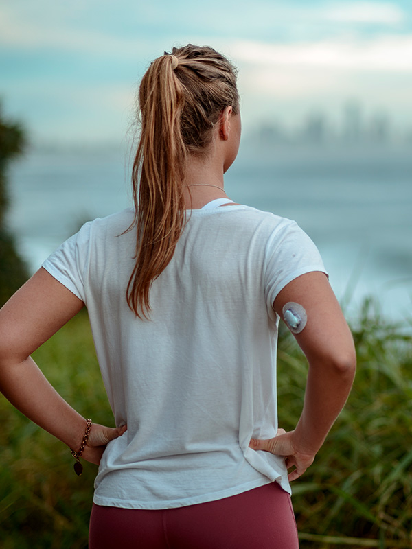 Diabetes woman ready for morning run along the coast